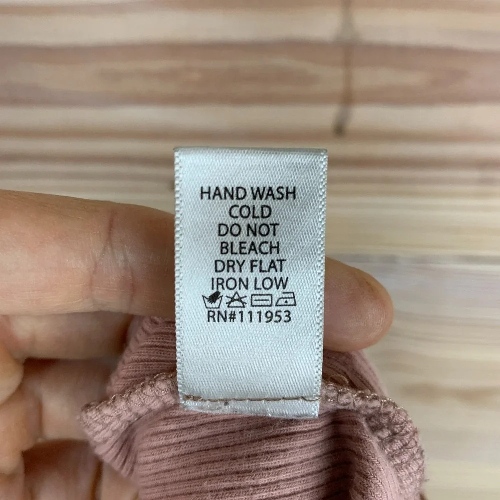 Active USA Top Womens Large Mauve Pink Ribbed Button‎ Baby Tee Y2K Balletcore